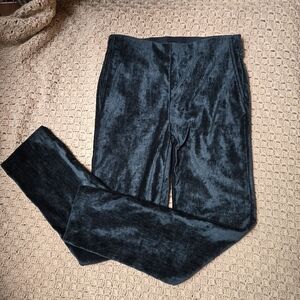 Hillary Radley Velvet/Velour Teal Elastic Waist Straight Leg Pants XS